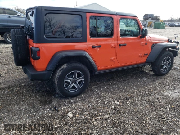 2023 Jeep Wrangler Sport with VIN 1C4HJXDG8PW687459, listed as a Copart auction lot 87302924 with 16,637 mi miles and Salvage Title. Bid and sale history available at DreamBid. Image 3.