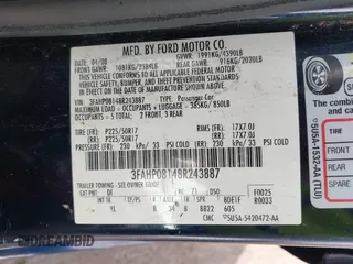 2008 Ford Fusion SEL with VIN 3FAHP08148R243887, listed as a IAAI auction lot 41736840 with 1 mi miles. Bid and sale history available at carsss.com. Image 9.