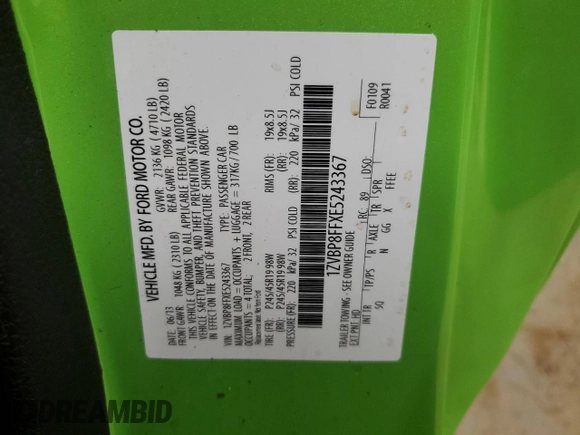 2014 Ford Mustang GT with VIN 1ZVBP8FFXE5243367, listed as a Copart auction lot 48126265 with 51,550 mi miles and Salvage title. Bid and sale history available at DreamBid. Image 12.