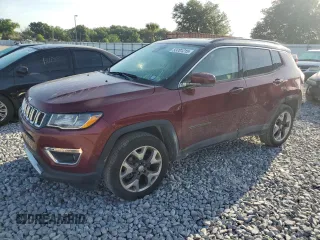 2020 Jeep Compass Limited with VIN 3C4NJDCB7LT251337, listed as a Copart auction lot 53701215 with 56,965 mi miles and Salvage Title. Bid and sale history available at carsss.com. Image 1.