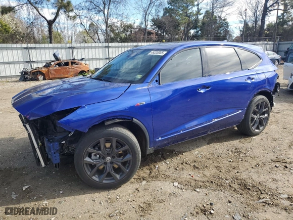 2023 Acura MDX w/A-Spec Package with VIN 5J8YE1H02PL001112, listed as a Copart auction lot 49320085 with 22,907 mi miles and Salvage Title. Bid and sale history available at carsss.com. Image 1.