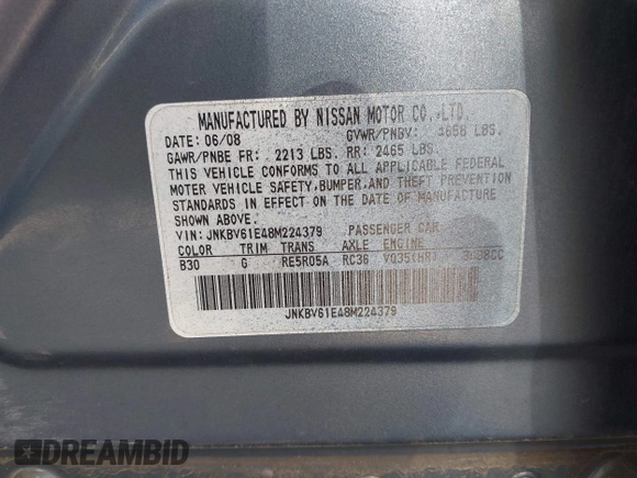 2008 Infiniti G35 Journey с VIN JNKBV61E48M224379, выставлен на аукционе IAAI как лот 41976783 с пробегом Не указан миль и . История ставок и продаж доступна на DreamBid. Изображение 9.