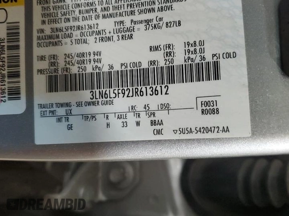 2018 Lincoln MKZ Reserve with VIN 3LN6L5F92JR613612, listed as a Copart auction lot 41607495 with 90,059 mi miles and Salvage Title. Bid and sale history available at DreamBid. Image 12.