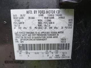 2007 Ford Edge SEL PLUS with VIN 2FMDK39C87BB64207, listed as a IAAI auction lot 42085478 with 193,252 mi miles. Bid and sale history available at carsss.com. Image 9.