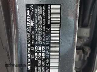 2024 Mercedes-Benz C 300 with VIN W1KAF4GB3RR186116, listed as a Copart auction lot 47445815 with Not provided miles and Salvage title. Bid and sale history available at DreamBid. Image 15.