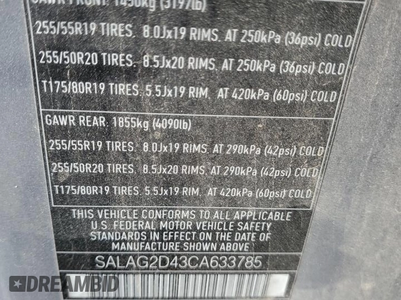 2012 Land Rover LR4 HSE with VIN SALAG2D43CA633785, listed as a Copart auction lot 77617344 with 103,894 mi miles and Salvage Title. Bid and sale history available at DreamBid. Image 13.