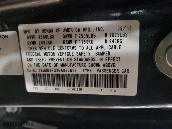 2016 Acura TLX V6 with VIN 19UUB2F33GA010813, listed as a Copart auction lot 44805335 with 87,742 mi miles and Salvage Title. Bid and sale history available at carsss.com. Image 12.