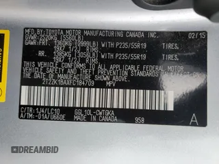 2015 Lexus RX 350 with VIN 2T2ZK1BAXFC184709, listed as a Copart auction lot 54757795 with 121,755 mi miles and Salvage Title. Bid and sale history available at DreamBid. Image 12.