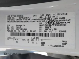 2014 Ford Fiesta SE z VIN 3FADP4BJ3EM183267, wystawiony jako IAAI lot #42058257 z przebiegiem 57 872 mil mil oraz . Historia ofert i sprzedaży dostępna na DreamBid. Obrazek 9.