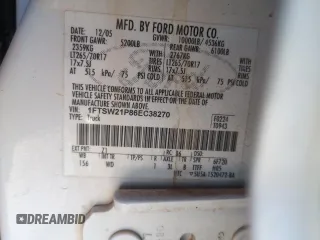 2006 Ford F-250 XL with VIN 1FTSW21P86EC38270, listed as a Copart auction lot 54608525 with 191,044 mi miles and Salvage title. Bid and sale history available at DreamBid. Image 12.