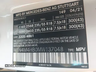 2021 Mercedes-Benz GLB 250 z VIN W1N4M4HB0MW137048, wystawiony jako IAAI lot #40541728 z przebiegiem 36 317 mil mil oraz . Historia ofert i sprzedaży dostępna na DreamBid. Obrazek 9.