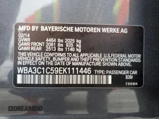 2014 BMW 3 Series 328i z VIN WBA3C1C59EK111446, wystawiony jako Copart lot #58024785 z przebiegiem 125 627 mil mil oraz Szkoda całkowita • Salvage title. Historia ofert i sprzedaży dostępna na DreamBid. Obrazek 13.