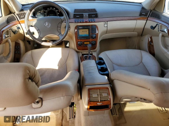 2002 Mercedes-Benz S-Class 4.3L with VIN WDBNG70J52A258559, listed as a Copart auction lot 80451294 with 283,626 mi miles and Salvage Title. Bid and sale history available at carsss.com. Image 8.