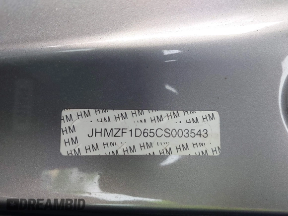 2012 Honda CR-Z EX with VIN JHMZF1D65CS003543, listed as a IAAI auction lot 42484822 with 121,781 mi miles and . Bid and sale history available at DreamBid. Image 9.