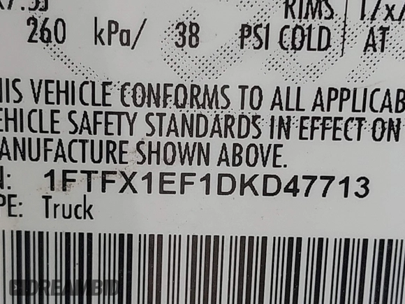 2013 Ford F-150 XL с VIN 1FTFX1EF1DKD47713, выставлен на аукционе IAAI как лот 41311901 с пробегом 137 061 миль миль и . История ставок и продаж доступна на DreamBid. Изображение 9.