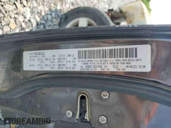 2016 Ram 1500 Express with VIN 1C6RR6FT3GS319786, listed as a Copart auction lot 58827545 with Not provided miles and Salvage title. Bid and sale history available at DreamBid. Image 12.