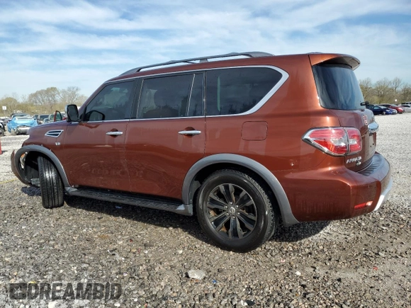 2018 Nissan Armada Platinum with VIN JN8AY2NF4J9330585, listed as a Copart auction lot 50586105 with 64,496 mi miles and Salvage Title. Bid and sale history available at carsss.com. Image 2.