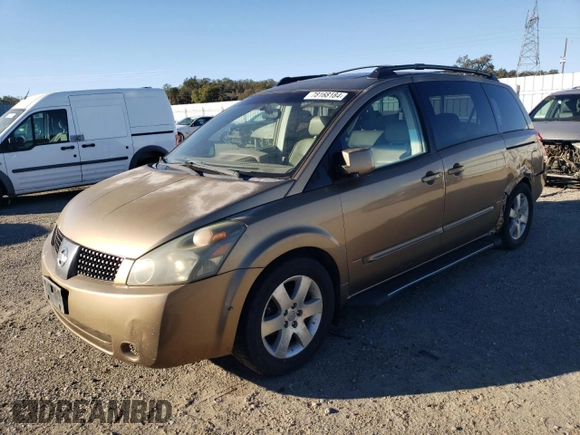 2004 Nissan Quest SE with VIN 5N1BV28U24N317733, listed as a Copart auction lot 78168184 with 0 mi miles and Salvage Title. Bid and sale history available at carsss.com. Image 1.