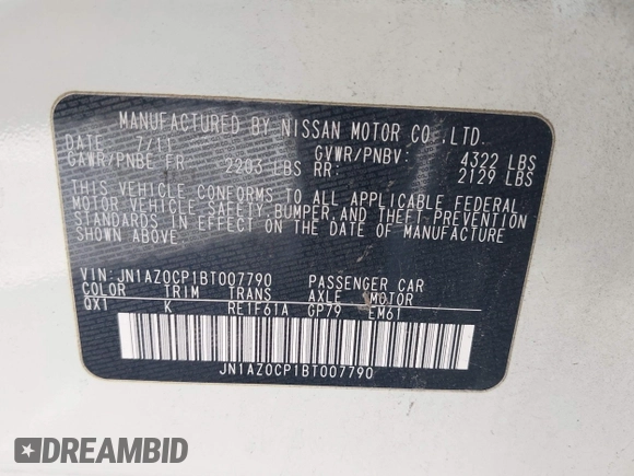 2011 Nissan LEAF SL-e z VIN JN1AZ0CP1BT007790, wystawiony jako IAAI lot #41943215 z przebiegiem 62 468 mil mil oraz . Historia ofert i sprzedaży dostępna na DreamBid. Obrazek 9.