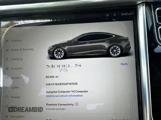 2016 Tesla Model S 70 with VIN 5YJSA1E1XGF147239, listed as a Copart auction lot 56529075 with 82,562 mi miles and Salvage title. Bid and sale history available at DreamBid. Image 9.