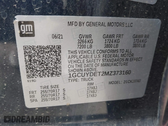2021 Chevrolet Silverado 1500 LT z VIN 1GCUYDET2MZ373160, wystawiony jako IAAI lot #41970348 z przebiegiem 55 079 mil mil oraz . Historia ofert i sprzedaży dostępna na DreamBid. Obrazek 9.