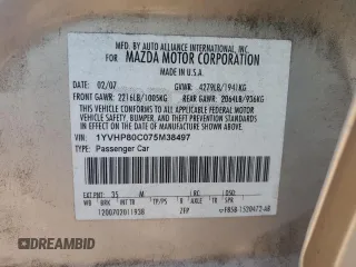 2007 Mazda 6 i Touring with VIN 1YVHP80C075M38497, listed as a Copart auction lot 42969575 with 234,505 mi miles and Salvage Title. Bid and sale history available at DreamBid. Image 12.