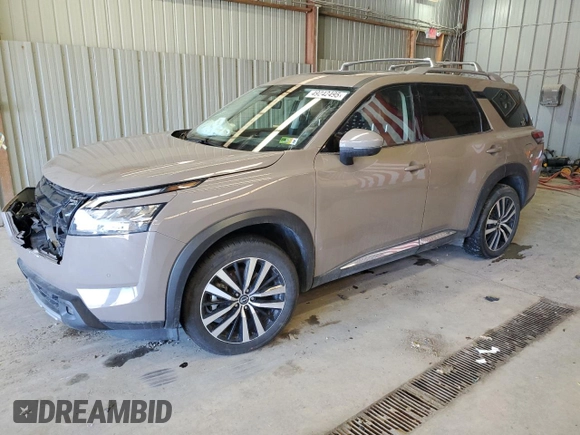 2023 Nissan Pathfinder Platinum with VIN 5N1DR3DK7PC224746, listed as a Copart auction lot 49242495 with 31,442 mi miles and Salvage title. Bid and sale history available at DreamBid. Image 1.