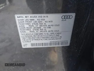 2015 Audi Q7 3.0T S line Prestige with VIN WA1DGAFE7FD023762, listed as a IAAI auction lot 42027169 with 110,744 mi miles. Bid and sale history available at carsss.com. Image 9.