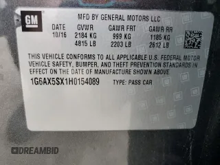 2017 Cadillac CTS Luxury AWD with VIN 1G6AX5SX1H0154089, listed as a Copart auction lot 54744095 with 90,851 mi miles and Salvage title. Bid and sale history available at DreamBid. Image 13.