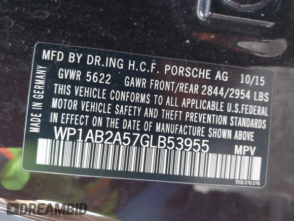 2016 Porsche Macan S with VIN WP1AB2A57GLB53955, listed as a IAAI auction lot 42150941 with 82,613 mi miles and . Bid and sale history available at DreamBid. Image 9.
