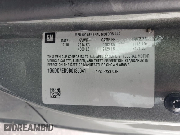 2011 Cadillac CTS with VIN 1G6DC1ED9B0135641, listed as a Copart auction lot 41564175 with 134,607 mi miles and Salvage Title. Bid and sale history available at DreamBid. Image 12.