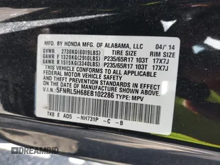 2014 Honda Odyssey EX-L with VIN 5FNRL5H68EB102286, listed as a IAAI auction lot 42148323 with 160,446 mi miles and . Bid and sale history available at carsss.com. Image 9.