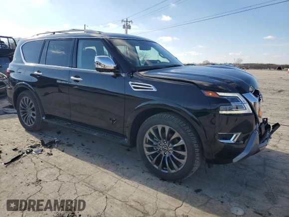2024 Nissan Armada Platinum with VIN JN8AY2DB2R9853100, listed as a Copart auction lot 87037714 with 15,702 mi miles and Salvage Title. Bid and sale history available at carsss.com. Image 4.