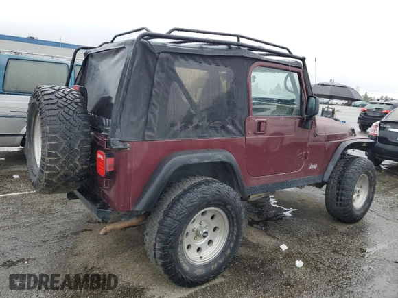 2001 Jeep Wrangler SE with VIN 1J4FA29P61P303287, listed as a Copart auction lot 48583385 with 162,447 mi miles and Salvage Title. Bid and sale history available at carsss.com. Image 3.