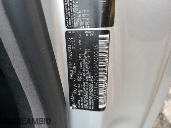 2003 BMW 3 Series M3 z VIN WBSBR93493PK02213, wystawiony jako Copart lot #58081525 z przebiegiem 149 941 mil mil oraz Czysty tytuł • Clean title. Historia ofert i sprzedaży dostępna na DreamBid. Obrazek 12.