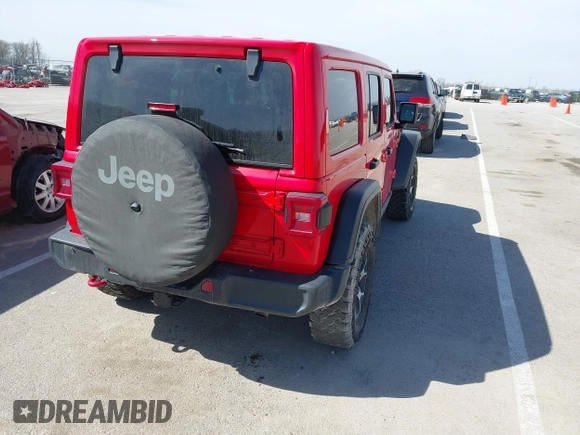 2020 Jeep Wrangler Unlimited Rubicon with VIN 1C4HJXFG3LW186387, listed as a IAAI auction lot 41821939 with 45,691 mi miles and . Bid and sale history available at DreamBid. Image 4.
