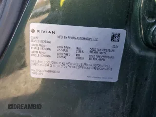 2024 Rivian R1S Adventure with VIN 7PDSGCBA9RN037763, listed as a Copart auction lot 78154774 with 0 mi miles and Salvage Title. Bid and sale history available at carsss.com. Image 13.