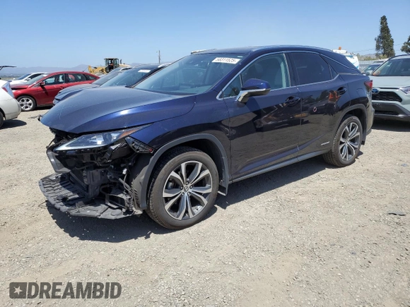 2020 Lexus RX 450h z VIN 2T2HGMDA5LC050679, wystawiony jako Copart lot #58311525 z przebiegiem 51 377 mil mil oraz Szkoda całkowita • Salvage title. Historia ofert i sprzedaży dostępna na DreamBid. Obrazek 1.