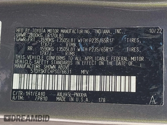 2023 Toyota Sienna XLE с VIN 5TDYSKFC4PS076631, выставлен на аукционе IAAI как лот 42527538 с пробегом 20 123 миль миль и . История ставок и продаж доступна на DreamBid. Изображение 9.