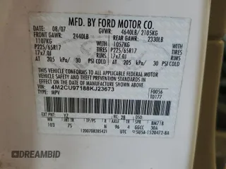 2008 Mercury Mariner Premier z VIN 4M2CU97188KJ23673, wystawiony jako Copart lot #64282185 z przebiegiem 198 511 mil mil oraz Szkoda całkowita • Salvage title. Historia ofert i sprzedaży dostępna na DreamBid. Obrazek 12.