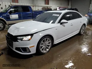 2019 Audi A4 Premium with VIN WAUDNAF43KN018742, listed as a Copart auction lot 89281605 with 60,274 mi miles and Salvage Title. Bid and sale history available at carsss.com. Image 1.