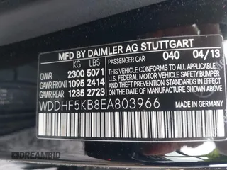 2014 Mercedes-Benz E 350 Sport with VIN WDDHF5KB8EA803966, listed as a IAAI auction lot 42109830 with 135,230 mi miles and . Bid and sale history available at DreamBid. Image 9.