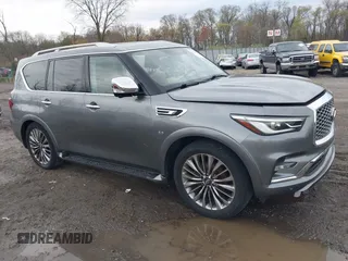 2018 Infiniti QX80 z VIN JN8AZ2NE8J9193798, wystawiony jako IAAI lot #41761175 z przebiegiem 101 955 mil mil oraz . Historia ofert i sprzedaży dostępna na DreamBid. Obrazek 1.