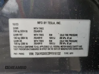 2023 Tesla Model Y Long Range z VIN 7SAYGDEE3PF916132, wystawiony jako Copart lot #51645625 z przebiegiem 28 238 mil mil oraz Szkoda całkowita • Salvage title. Historia ofert i sprzedaży dostępna na DreamBid. Obrazek 15.