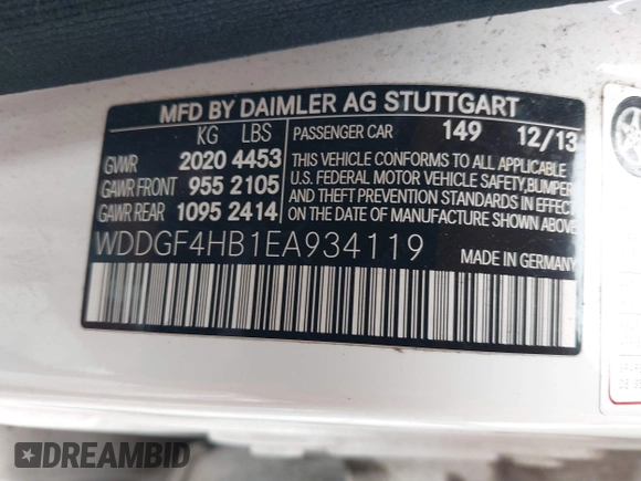 2014 Mercedes-Benz C 250 Sport with VIN WDDGF4HB1EA934119, listed as a IAAI auction lot 42489807 with 159,405 mi miles and . Bid and sale history available at DreamBid. Image 9.