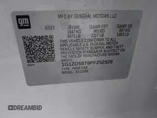 2023 Chevrolet Malibu LT with VIN 1G1ZD5ST6PF252528, listed as a IAAI auction lot 41896397 with 45,060 mi miles and . Bid and sale history available at DreamBid. Image 9.