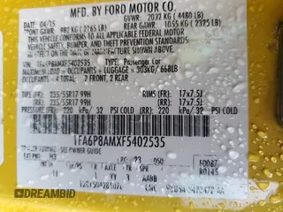 2015 Ford Mustang V6 with VIN 1FA6P8AMXF5402535, listed as a Copart auction lot 42999345 with 188,233 mi miles and Salvage Title. Bid and sale history available at DreamBid. Image 15.
