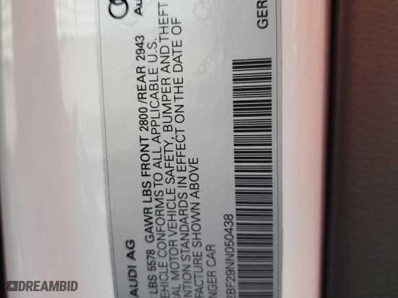 2022 Audi A7 Prestige with VIN WAUV2BF29NN050438, listed as a Copart auction lot 78692104 with 31,402 mi miles and Salvage Title. Bid and sale history available at carsss.com. Image 12.