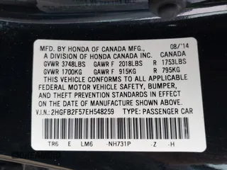 2014 Honda Civic Sedan LX with VIN 2HGFB2F57EH548259, listed as a IAAI auction lot 42025763 with 179,382 mi miles. Bid and sale history available at carsss.com. Image 9.