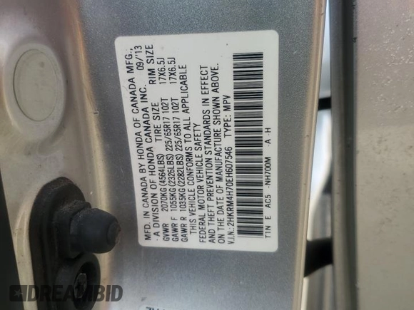 2014 Honda CR-V EX-L with VIN 2HKRM4H70EH607546, listed as a Copart auction lot 46526665 with 239,591 mi miles and Salvage Title. Bid and sale history available at carsss.com. Image 13.